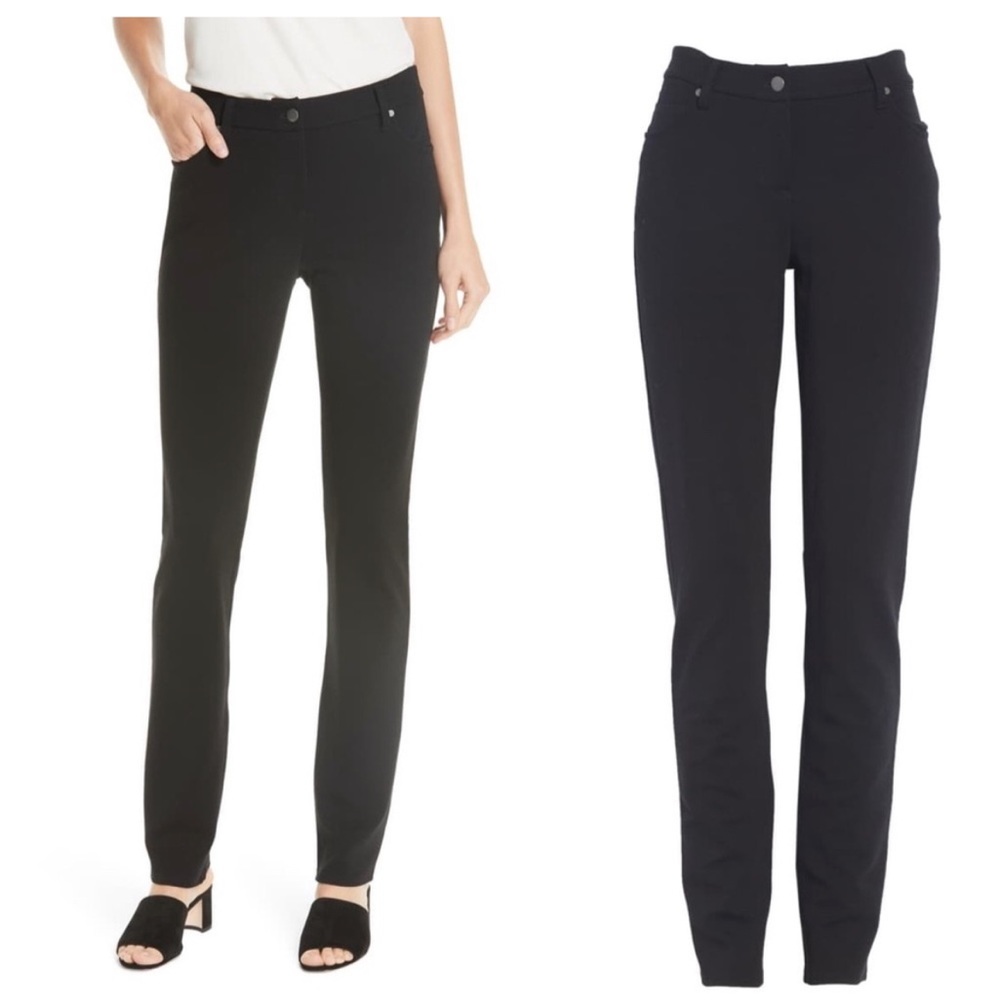 Eileen Fisher Black Stretch Comfortable Soft Knit. Pants sz 8 EUC Italian Fabric